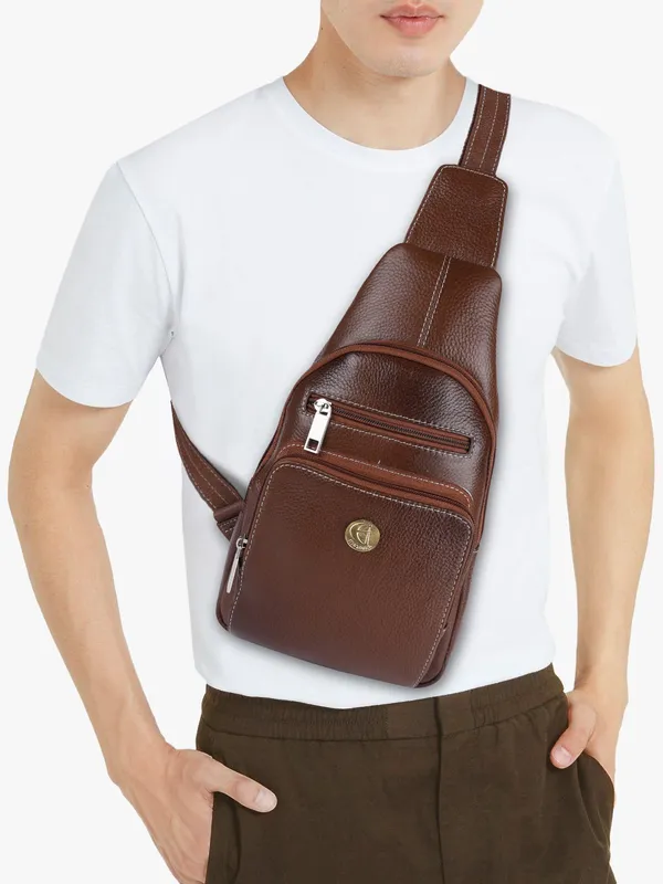 100%_pure_genuine_leather_12_inches_sling_cross_body_outdoor_travel_passport_chest_bag_for_men_and_women,_coffee