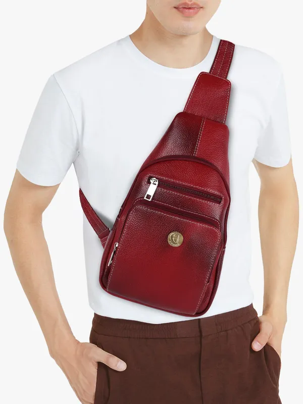 Maroon_Genuine_Leather_12-Inch_Crossbody_Travel_Chest_Bag_for_Men_&_Women
