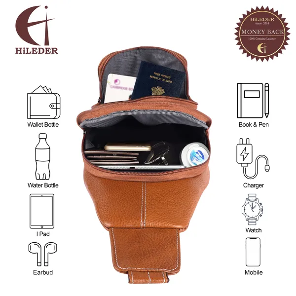 100%_pure_genuine_leather_12_inches_sling_cross_body_outdoor_travel_passport_chest_bag_for_men_and_women,_tan