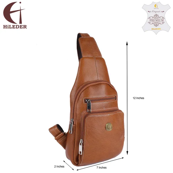 100%_pure_genuine_leather_12_inches_sling_cross_body_outdoor_travel_passport_chest_bag_for_men_and_women,_tan