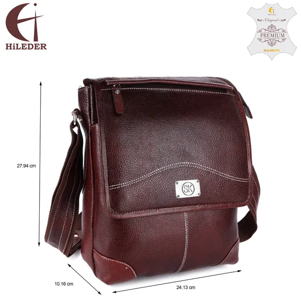 Brown_Genuine_Leather_11-Inch_Crossbody_Tablet_Bag_with_Front_Flap_&_Zipper_Pocket