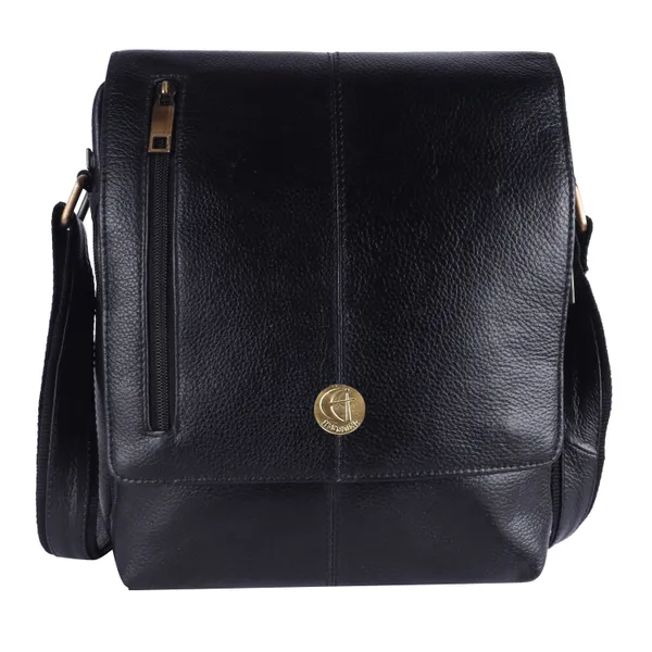 100%_pure_genuine_leather_messenger_shoulder_handbag_11_inch_sling_cross_body_travel_office_tablet,_men_women,_black