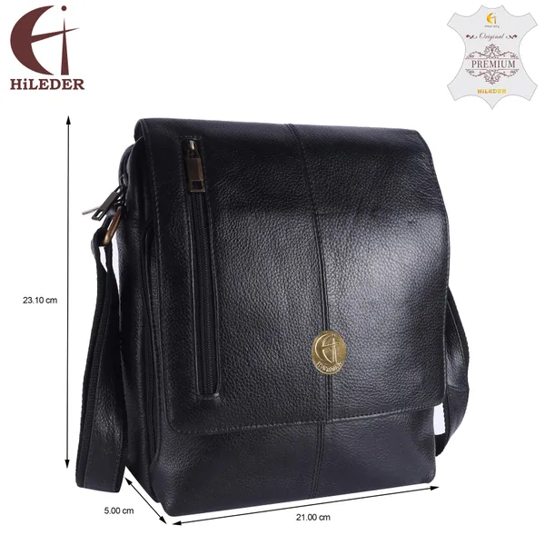 100%_pure_genuine_leather_messenger_shoulder_handbag_11_inch_sling_cross_body_travel_office_tablet,_men_women,_black