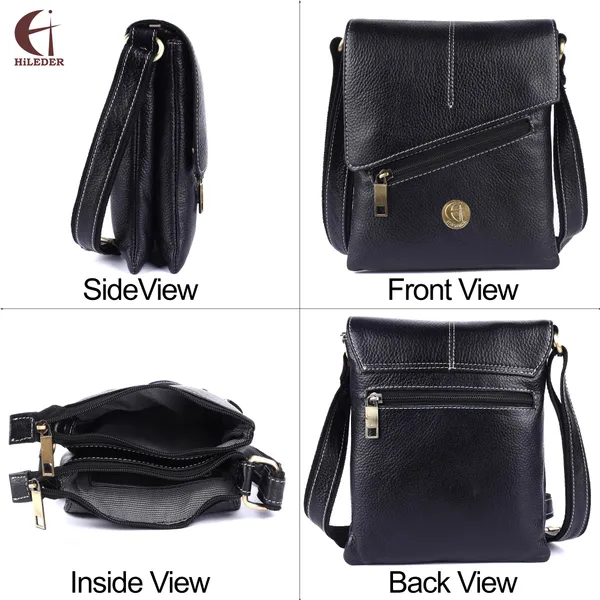 100%_pure_genuine_leather_messenger_shoulder_8_inch_sling_cross_body_travel_office_tablet_bag_for_men_women,_black