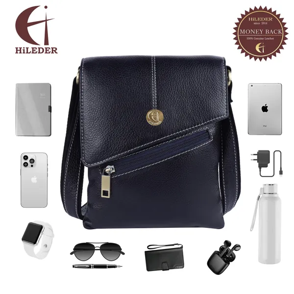 100%_pure_genuine_leather_messenger_shoulder_8_inch_sling_cross_body_travel_office_tablet_bag_for_men_women,_blue