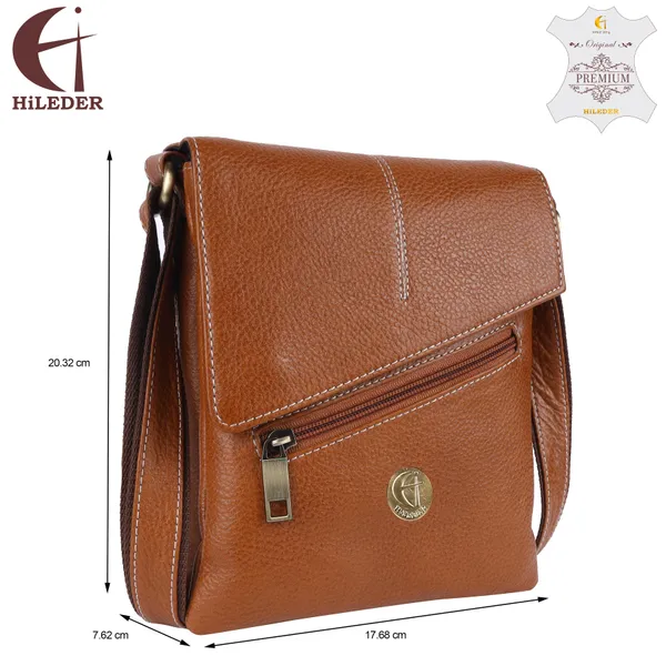 100%_pure_genuine_leather_messenger_shoulder_8_inch_sling_cross_body_travel_office_tablet_bag_for_men_women,_tan