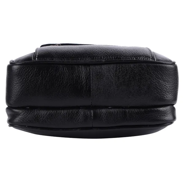 Pure_Black_Leather_Messenger_9"_Sling_Cross_Body_Travel_Bag_Men_&_Women._