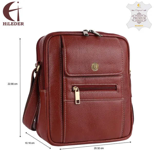 100%_pure_genuine_leather_messenger_shoulder_9_inch_sling_cross_body_travel_office_tablet_bag_for_men_women,_tan