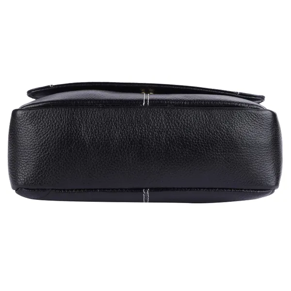 100%_pure_leather_messenger_shoulder_10_inch_sling_cross_body_travel_office_tablet_flap_handbag_for_men_women,_black