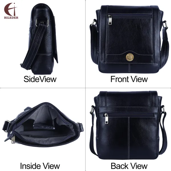100%_pure_leather_messenger_shoulder_10_inch_sling_cross_body_travel_office_tablet_flap_handbag_for_men_women,_blue