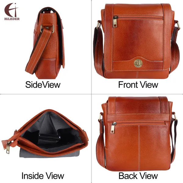 100%_pure_leather_messenger_shoulder_10_inch_sling_cross_body_travel_office_tablet_flap_handbag_for_men_women,_orange