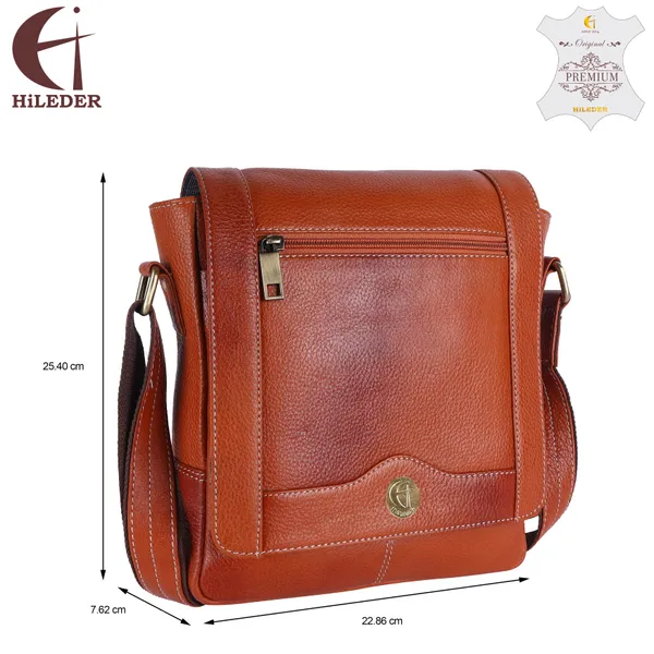 100%_pure_leather_messenger_shoulder_10_inch_sling_cross_body_travel_office_tablet_flap_handbag_for_men_women,_orange