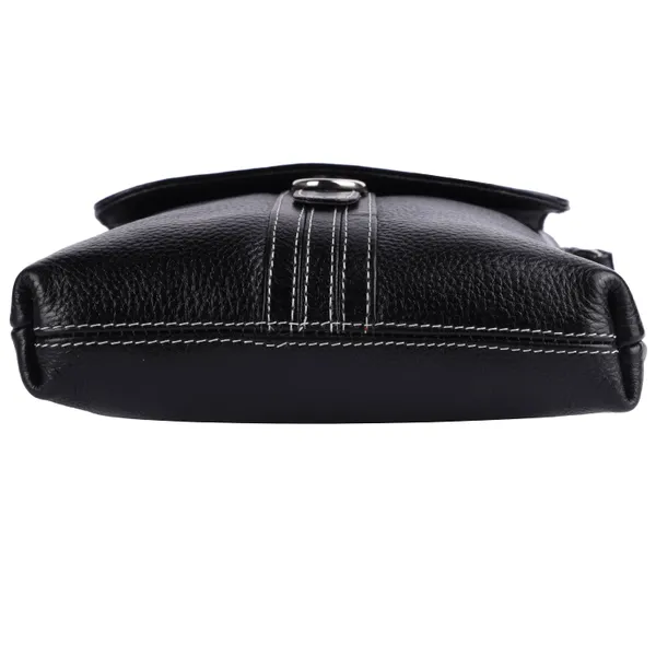 100%_genuine_leather_messenger_shoulder_9_inch_sling_cross_body_travel_office_d-loop_handbag_for_men_women,_black