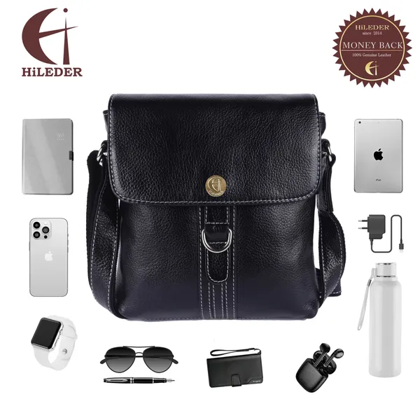 100%_genuine_leather_messenger_shoulder_9_inch_sling_cross_body_travel_office_d-loop_handbag_for_men_women,_blue