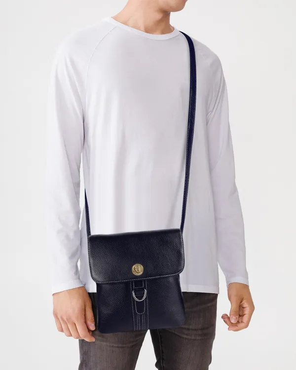 100%_genuine_leather_messenger_shoulder_9_inch_sling_cross_body_travel_office_d-loop_handbag_for_men_women,_blue