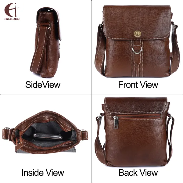 100%_genuine_leather_messenger_shoulder_9_inch_sling_cross_body_travel_office_d-loop_handbag_for_men_women,_coffee