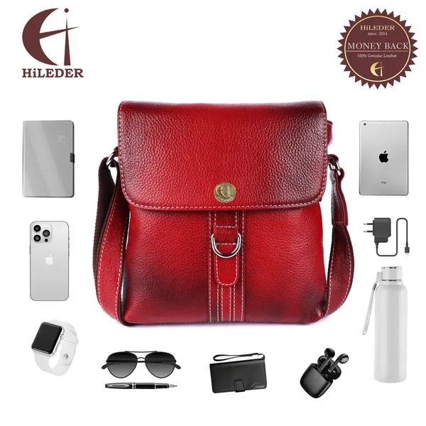 100%_genuine_leather_messenger_shoulder_9_inch_sling_cross_body_travel_office_d-loop_handbag_for_men_women,_maroon