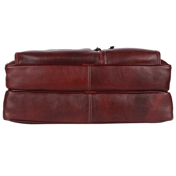 pure_genuine_leather_15_inch_double_pocket_briefcase_laptop_messenger_satchel_bag_for_men_women,_brown