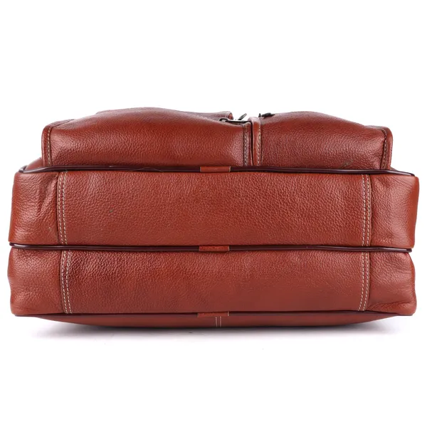 pure_genuine_leather_15_inch_double_pocket_briefcase_laptop_messenger_satchel_bag_for_men_women,_tan