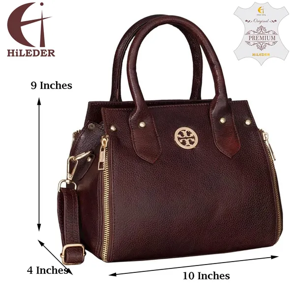 genuine_leather_designer_handbag_shoulder_tote_bag_for_women_&_girls_with_top_handle_|_golden_metal_zipper_|_medium_size_|_brown