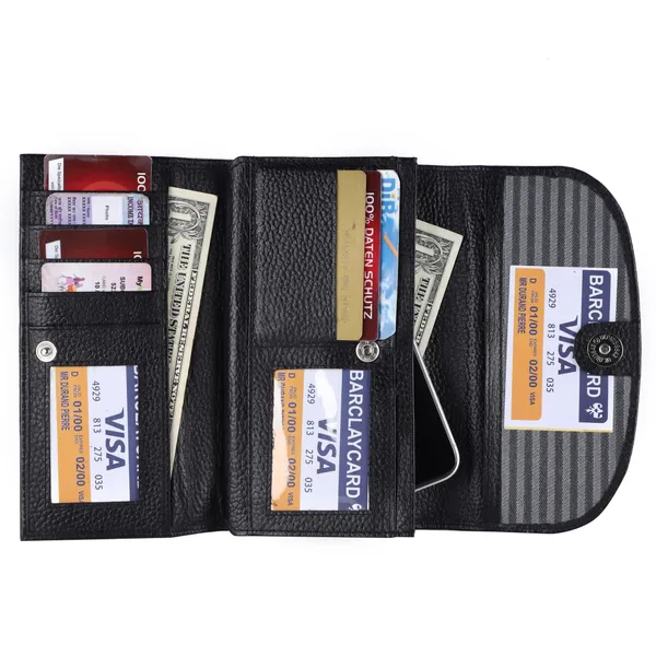 stylish_genuine_leather_bi-fold_purse_wallet_clutch_with_magnetic_clasp_closure_for_women_&_girls,_black