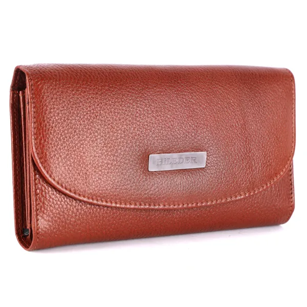 stylish_genuine_leather_bi-fold_purse_wallet_clutch_with_magnetic_clasp_closure_for_women_&_girls,_tan