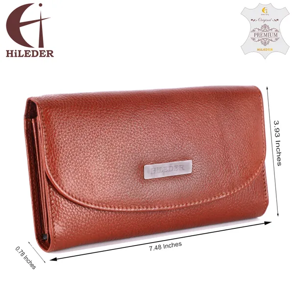 stylish_genuine_leather_bi-fold_purse_wallet_clutch_with_magnetic_clasp_closure_for_women_&_girls,_tan