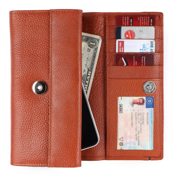 stylish_genuine_leather_purse_wallet_clutch_with_magnetic_clasp_closure_for_women_&_girls,_tan
