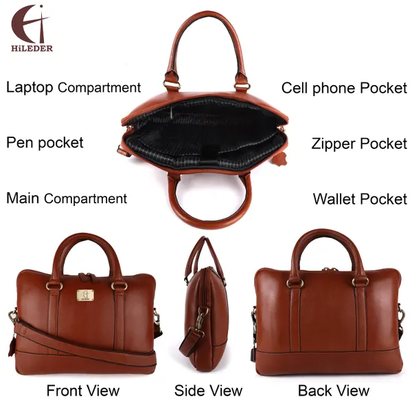 pure_genuine_leather_14_inch_stylish_padded_compartment_briefcase_satchel_laptop_sleeve_messenger_travelling_office_bag,_tan