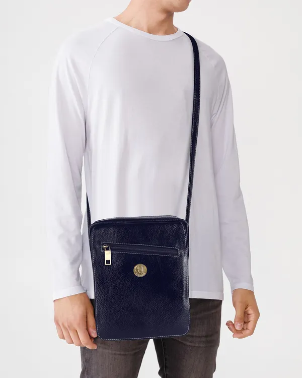100%_genuine_leather_messenger_shoulder_9_inch_sling_cross_body_travel_office_tablet_flap_handbag,_men_women,_blue