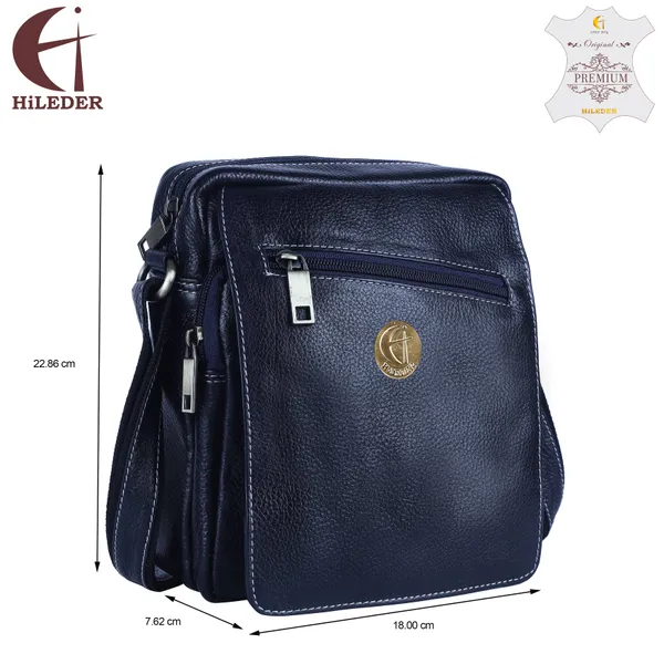 100%_genuine_leather_messenger_shoulder_9_inch_sling_cross_body_travel_office_tablet_flap_handbag,_men_women,_blue