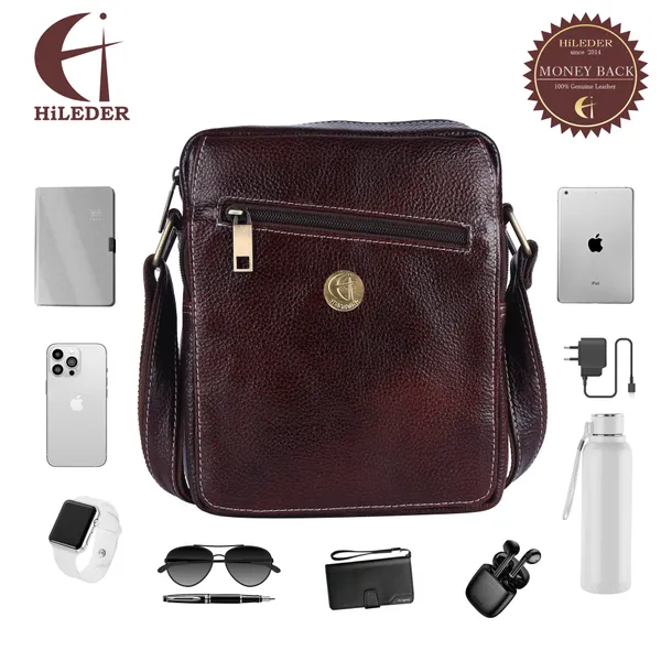sling_cross_body_travel_office_tablet_flap_handbag,_men_women,_brown,_100%_genuine_leather_messenger_shoulder_9_inch