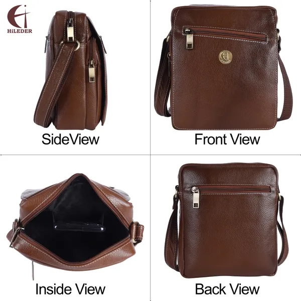 100%_genuine_leather_messenger_shoulder_9_inch_sling_cross_body_travel_office_tablet_flap_handbag,_men_women,_coffee