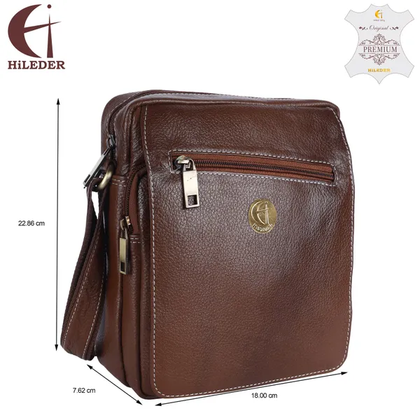 100%_genuine_leather_messenger_shoulder_9_inch_sling_cross_body_travel_office_tablet_flap_handbag,_men_women,_coffee
