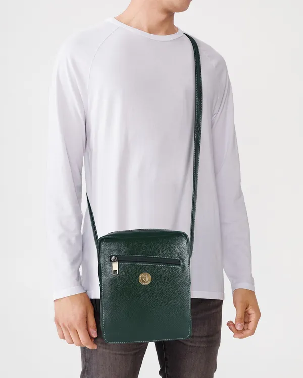 9_Inch_100%_Genuine_Leather_Messenger_Shoulder_Sling_Cross_Body_Travel_Office_Tablet_Flap_Handbag,_Men_Women,_Green
