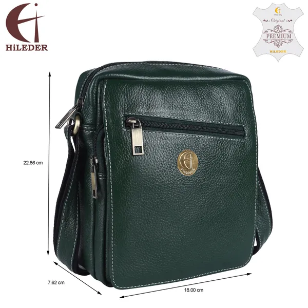 9_Inch_100%_Genuine_Leather_Messenger_Shoulder_Sling_Cross_Body_Travel_Office_Tablet_Flap_Handbag,_Men_Women,_Green