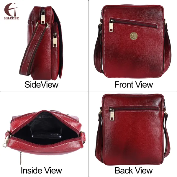 100%_genuine_leather_messenger_shoulder_9_inch_sling_cross_body_travel_office_tablet_flap_handbag,_men_women,_maroon