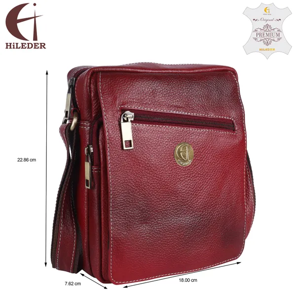 100%_genuine_leather_messenger_shoulder_9_inch_sling_cross_body_travel_office_tablet_flap_handbag,_men_women,_maroon