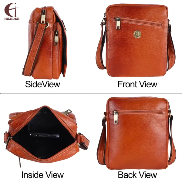 100%_genuine_leather_messenger_shoulder_9_inch_sling_cross_body_travel_office_tablet_flap_handbag,_men_women,_orange