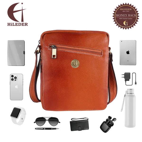 100%_genuine_leather_messenger_shoulder_9_inch_sling_cross_body_travel_office_tablet_flap_handbag,_men_women,_orange