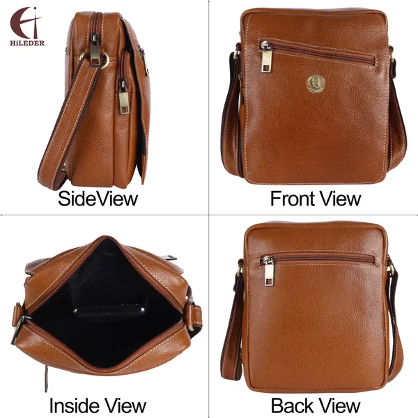 100%_pure_genuine_leather_messenger_shoulder_9_inch_sling_cross_body_office_tablet_bag_with_flap_for_men_women,_tan
