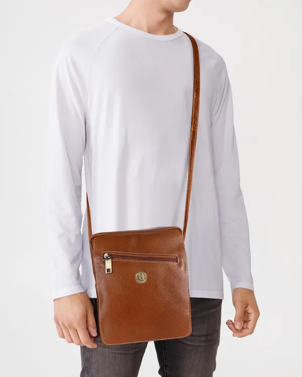 100%_pure_genuine_leather_messenger_shoulder_9_inch_sling_cross_body_office_tablet_bag_with_flap_for_men_women,_tan