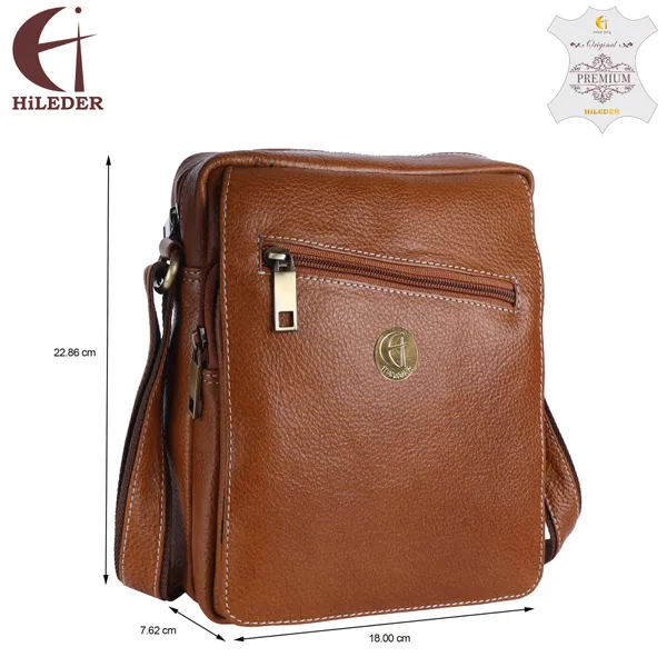 100%_pure_genuine_leather_messenger_shoulder_9_inch_sling_cross_body_office_tablet_bag_with_flap_for_men_women,_tan