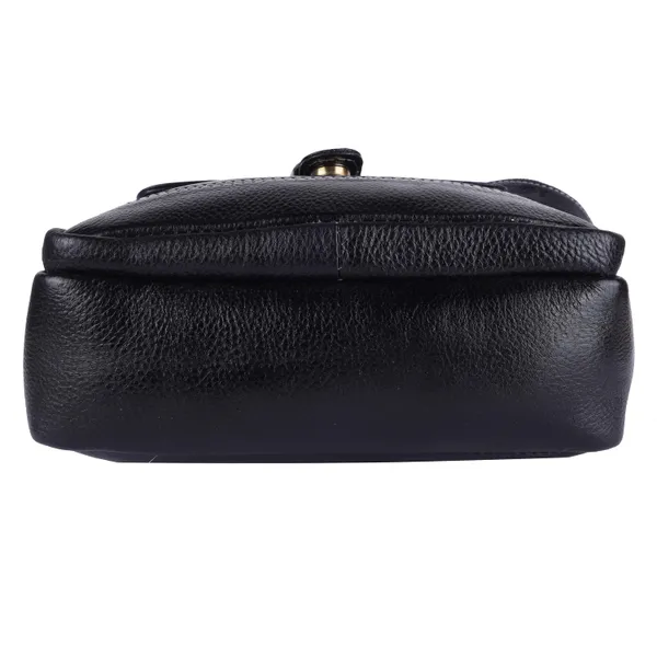 100%_pure_genuine_leather_messenger_9.5_inch_sling_cross_body_travel_office_tablet_buckle_bag_for_men_women,_black