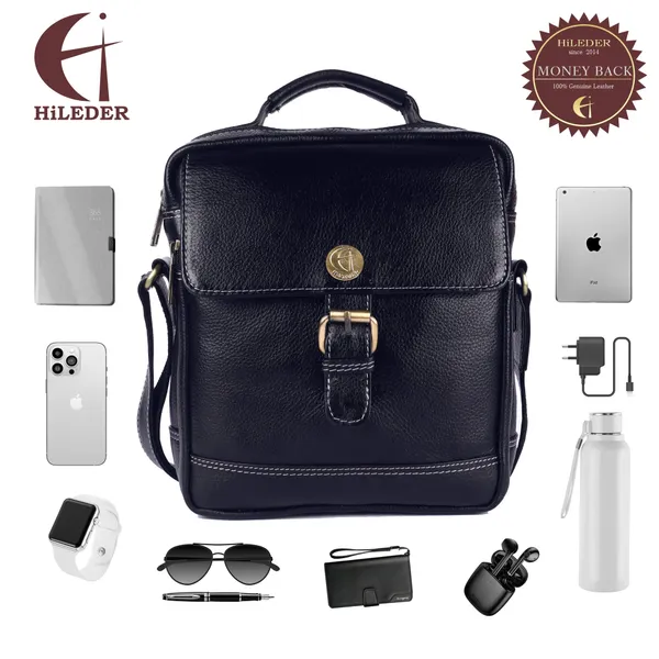 100%_pure_genuine_leather_messenger_9.5_inch_sling_cross_body_travel_office_tablet_buckle_bag_for_men_women,_blue
