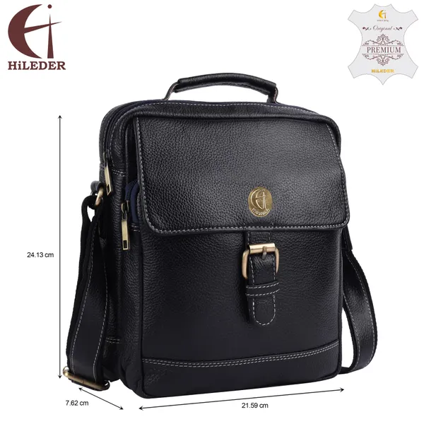 100%_pure_genuine_leather_messenger_9.5_inch_sling_cross_body_travel_office_tablet_buckle_bag_for_men_women,_blue