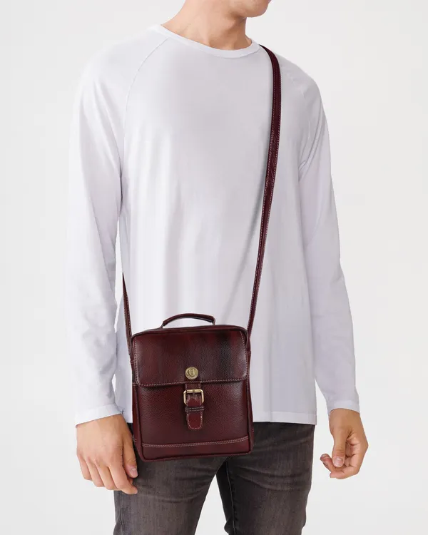 100%_pure_genuine_leather_messenger_9.5_inch_sling_cross_body_travel_office_tablet_buckle_bag_for_men_women,_brown