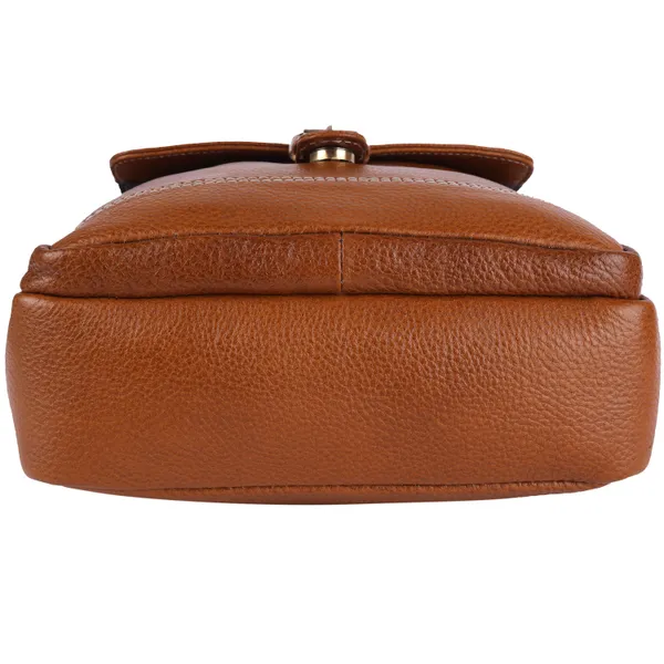 100%_pure_genuine_leather_messenger_9.5_inch_sling_cross_body_travel_office_tablet_buckle_bag_for_men_women,_tan