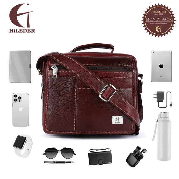 pure_leather_messenger_shoulder_10_inch_sling_cross_body_travel_office_tablet_tiffin_handbag_with_multiple_compartments_for_men_women,_brown