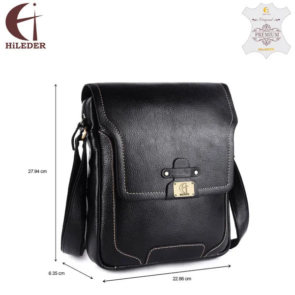genuine_leather_messenger_shoulder_11_inch_sling_cross_body_travel_office_tablet_bag_for_men_women_|_front_flap_with_magnetic_closure_|_black